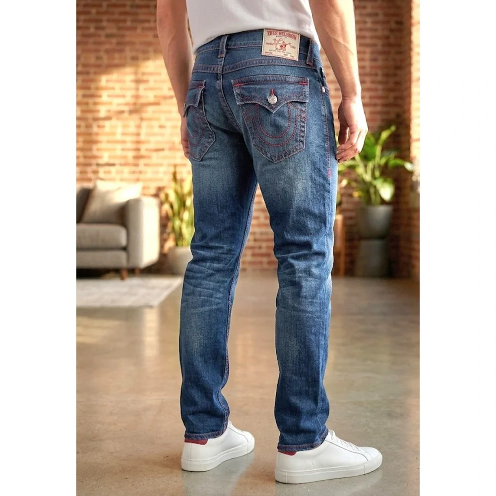 True Religion Ricky SN‎ Flap Straight Style 700872 Dark Fir Balsam Wash Sz 34x34